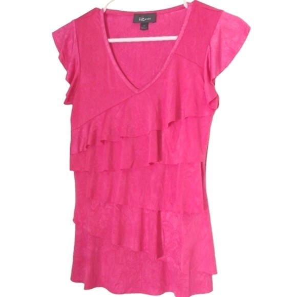iZBYER Ruffled Women’s Blouse Hot Pink Barbiecore XS NWT - Picture 1 of 3